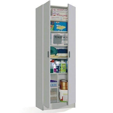 Versatile White Multi-Purpose Storage Cupboard with Eight Internal Compartments - UK Luxury Furniture